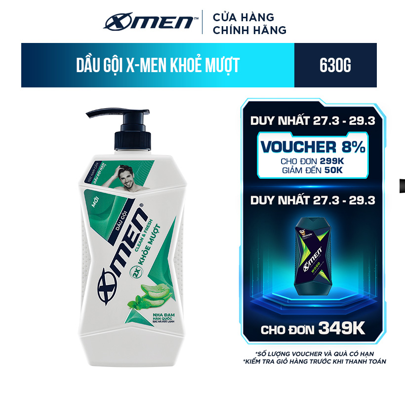 Dầu gội X-Men Clean &amp; Fresh 2X Khỏe Mượt 630g