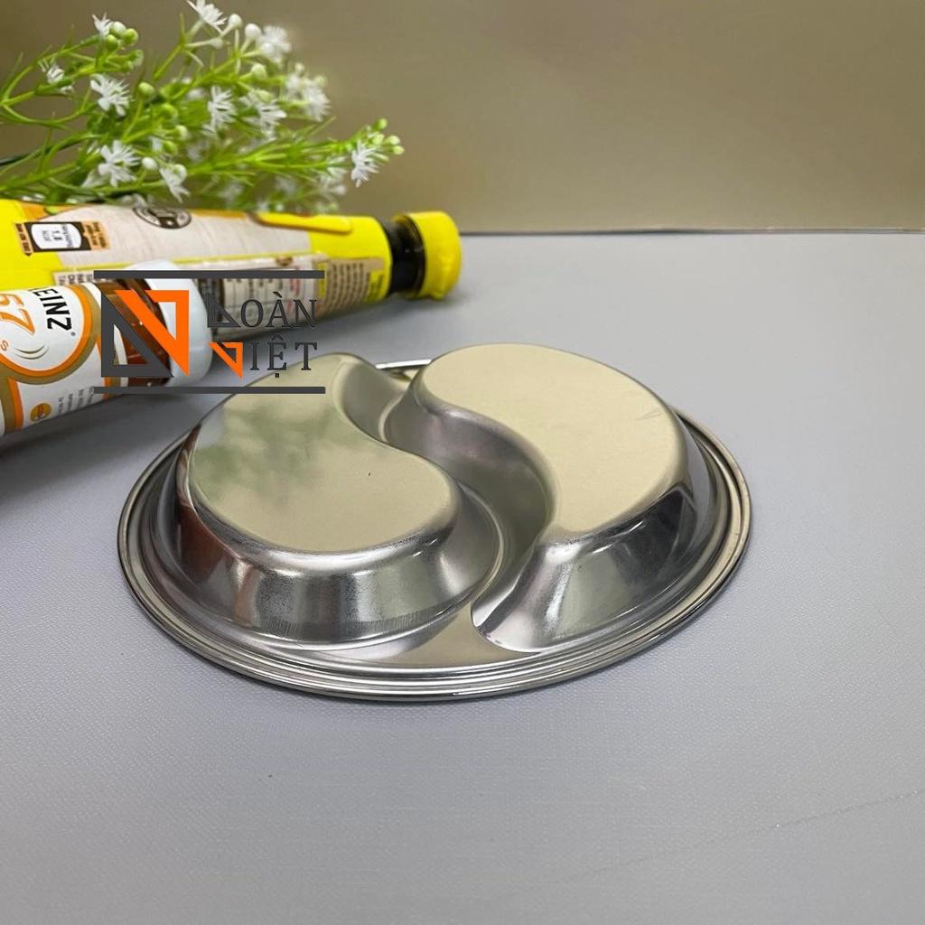 CHÉN - DĨA INOX KHÔNG RỈ đựng GIA VỊ , NƯỚC CHẤM - Thiết kế 2 ngăn, 3 ngăn tiện dụng