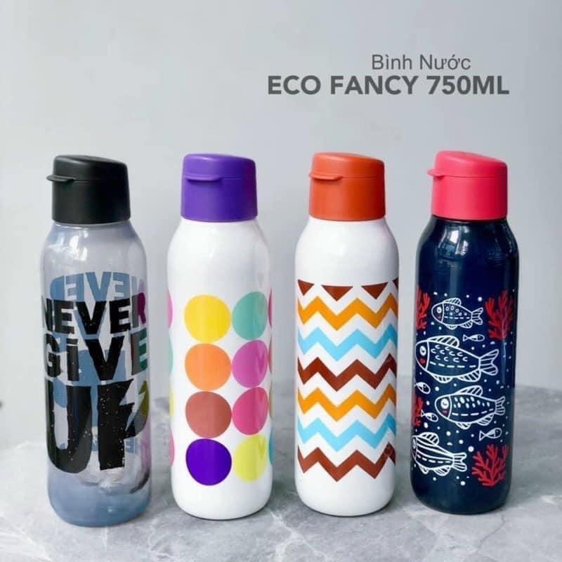 Bình Nước Eco Bottle Fancy 750ml, Màu trắng kèm hoạ sóng
