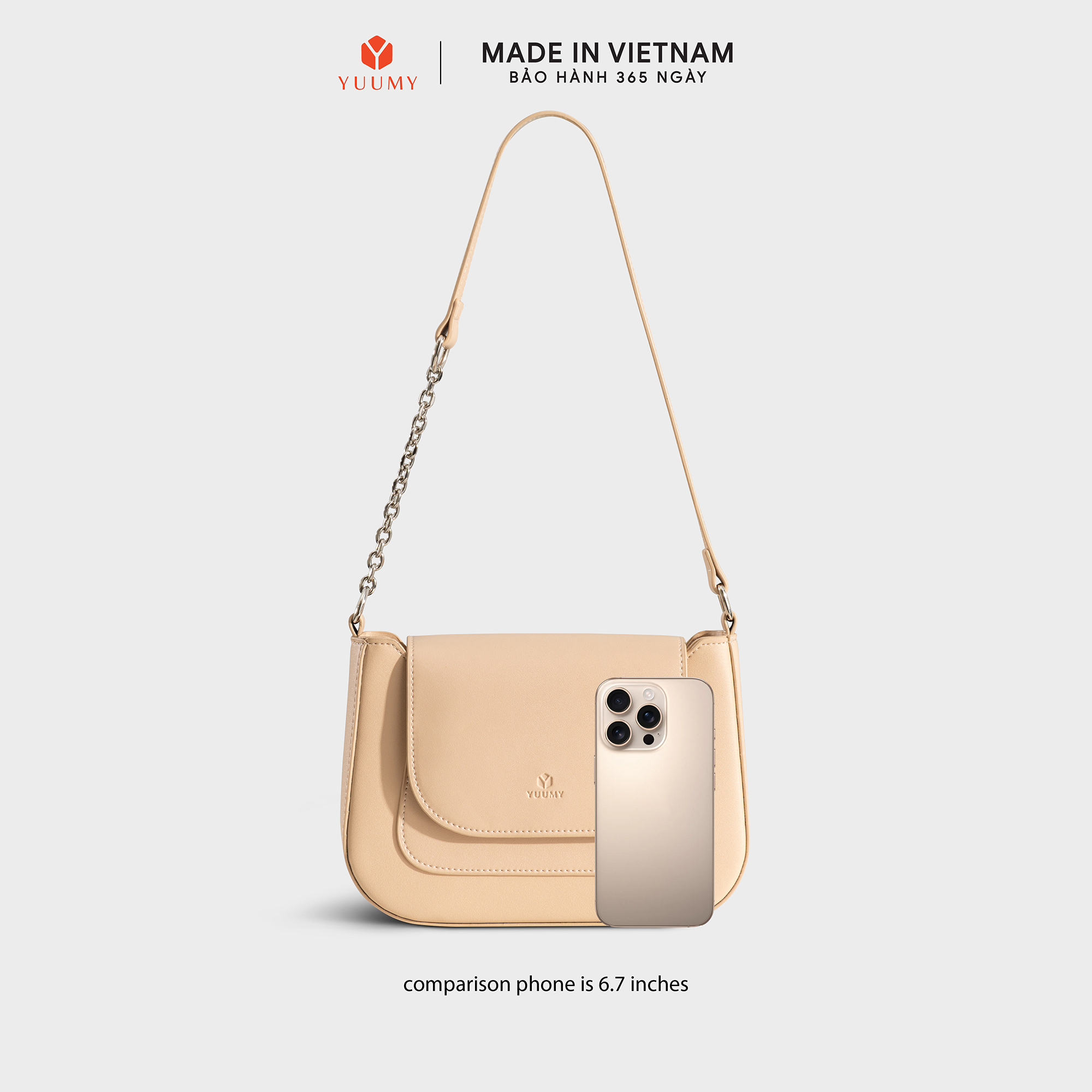 Túi Yuumy ( Thời trang nữ nắp gập bo viền tối giản size 22-  Túi đeo vai da Seasand YN342 )