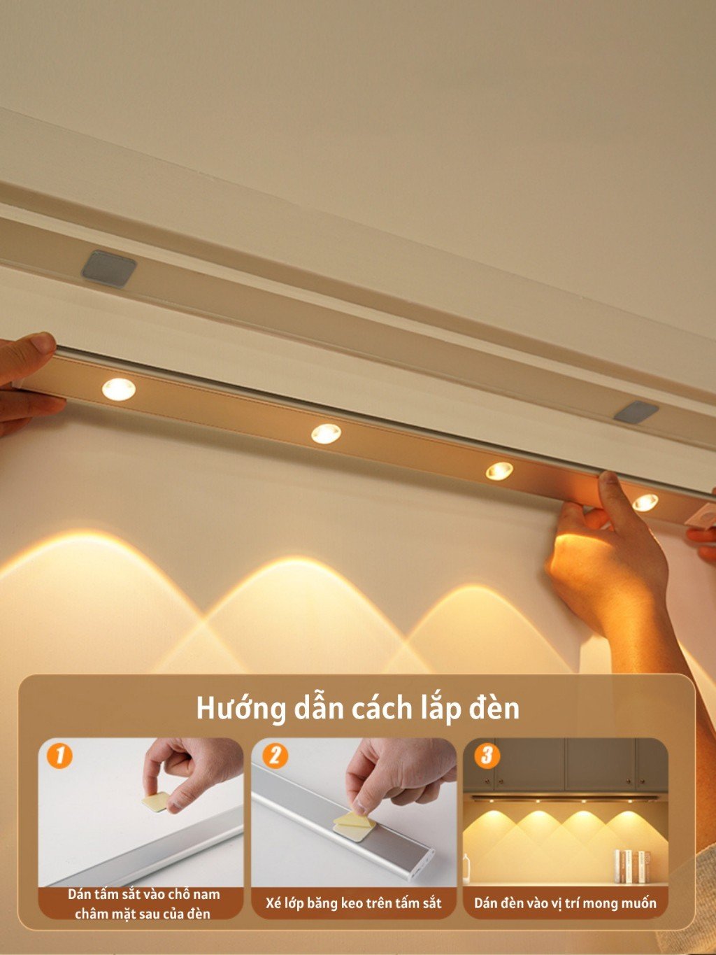 Đèn LED Trang Trí Cảm Biến Chuyển Động Nhiều Màu Hiệu Ứng Độc Đáo Cảm Ứng Mini Siêu Sáng Phòng Ngủ Nhà Bếp