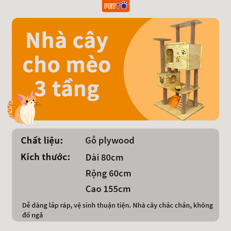 Nhà Cây Cho Mèo 3 Tầng Hiện Đại CH003