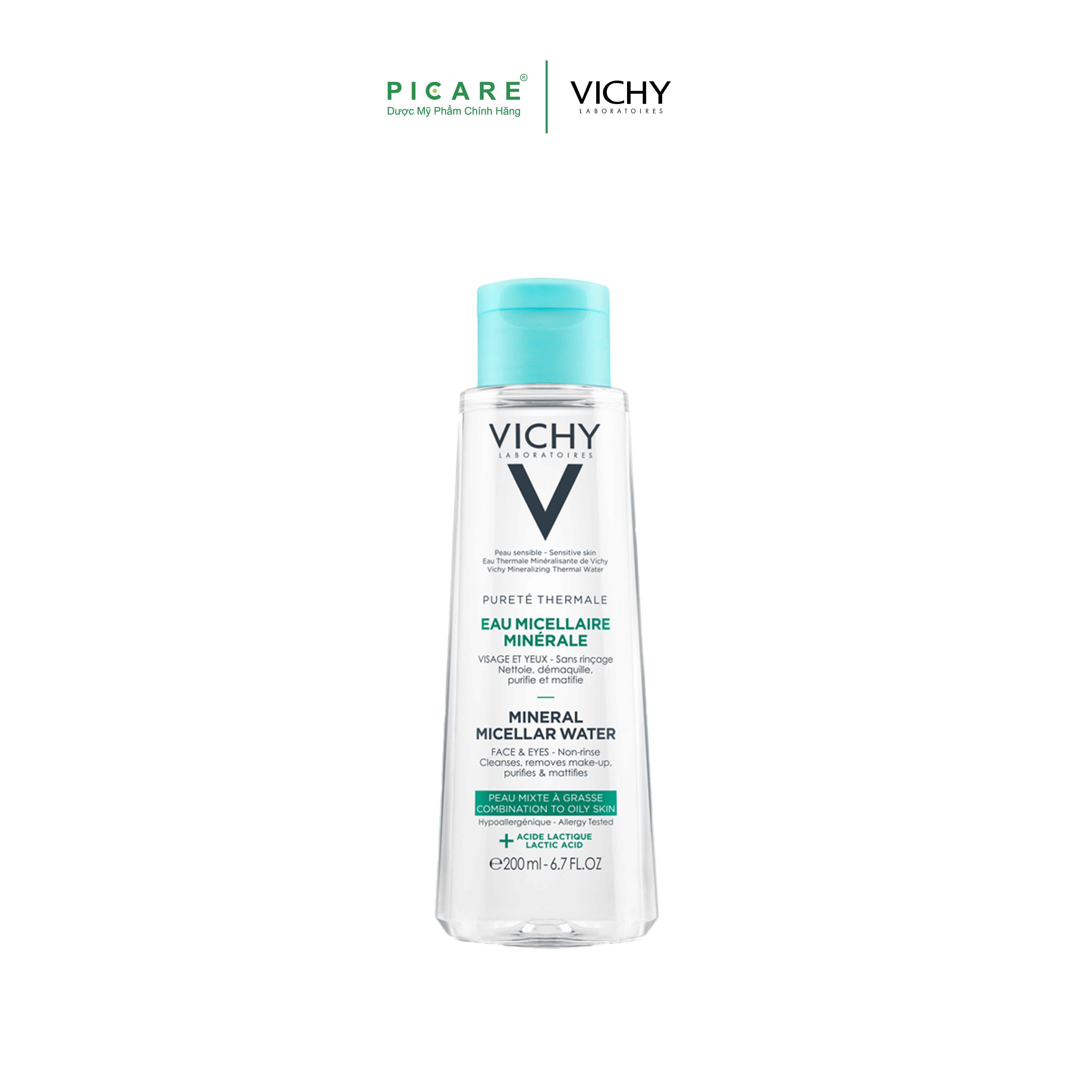 Nước tẩy trang dành cho da hỗn hợp, da dầu VICHY Mineral Micellar Water Oily 200ml