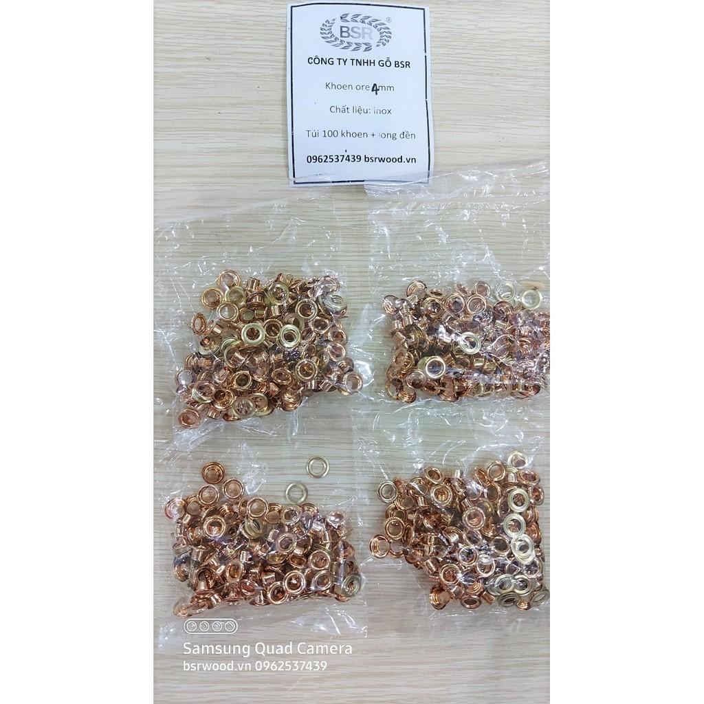 Combo 1 máy đóng khoen ore + 1 bộ cối đóng khoen 4mm + 500 khoen 4ly bằng thau không gỉ màu vàng tây