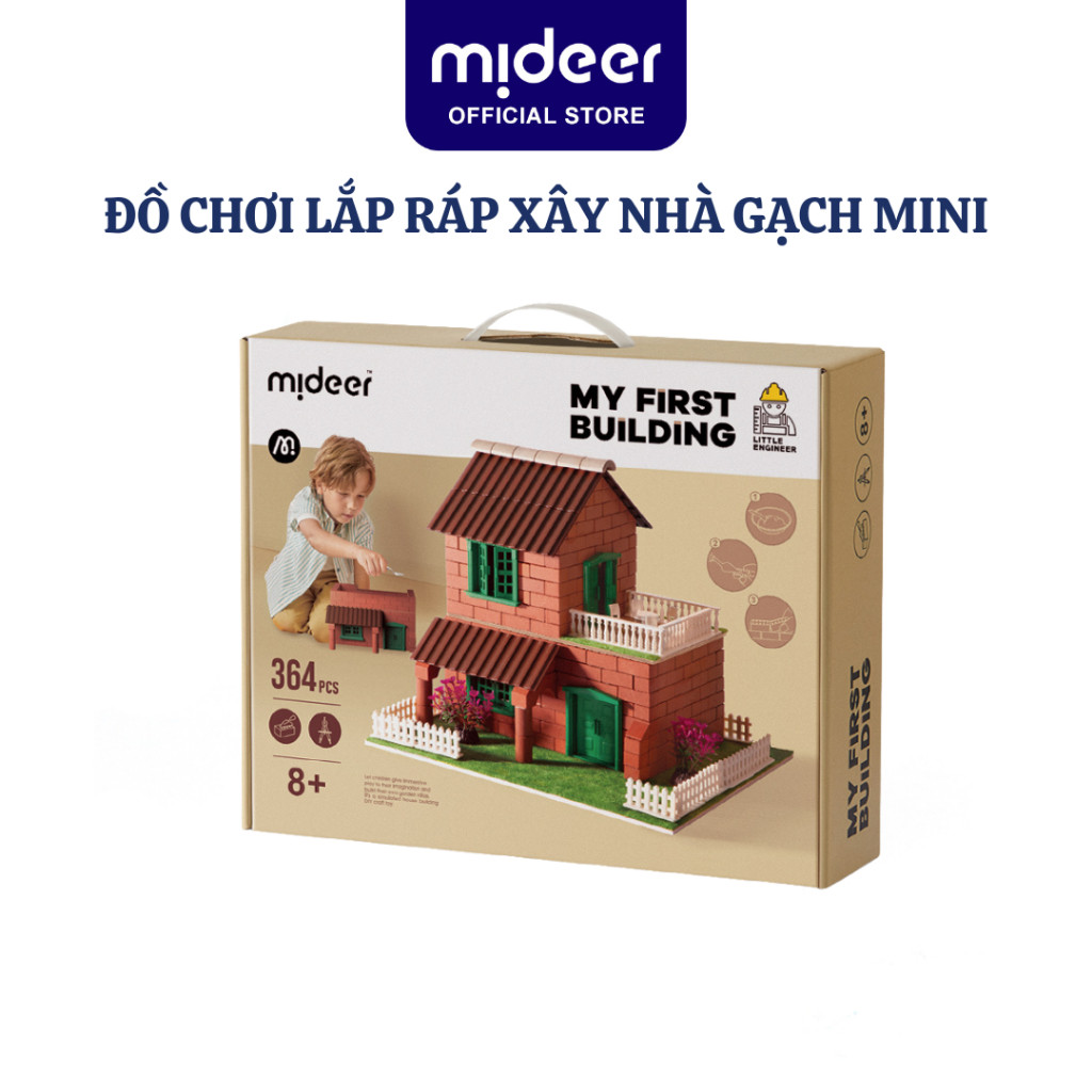 Đồ chơi lắp ráp xây nhà gạch mini mô phỏng Mideer My First Building, đồ chơi nhập vai kĩ sư xây dựng