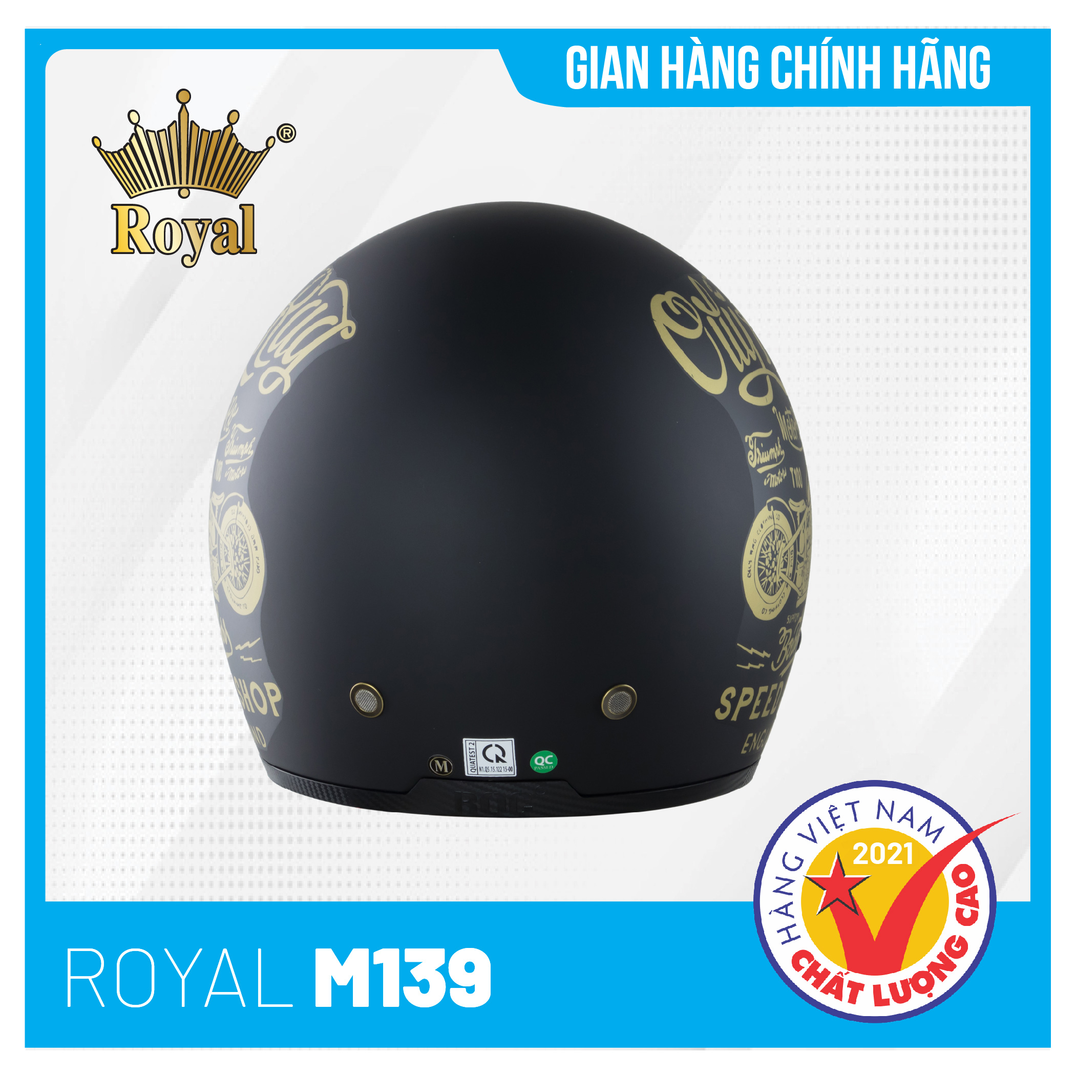 Nón bảo hiểm 3/4 Royal M139 Tem Kính Âm Thời Trang, An Toàn và Tiện dụng