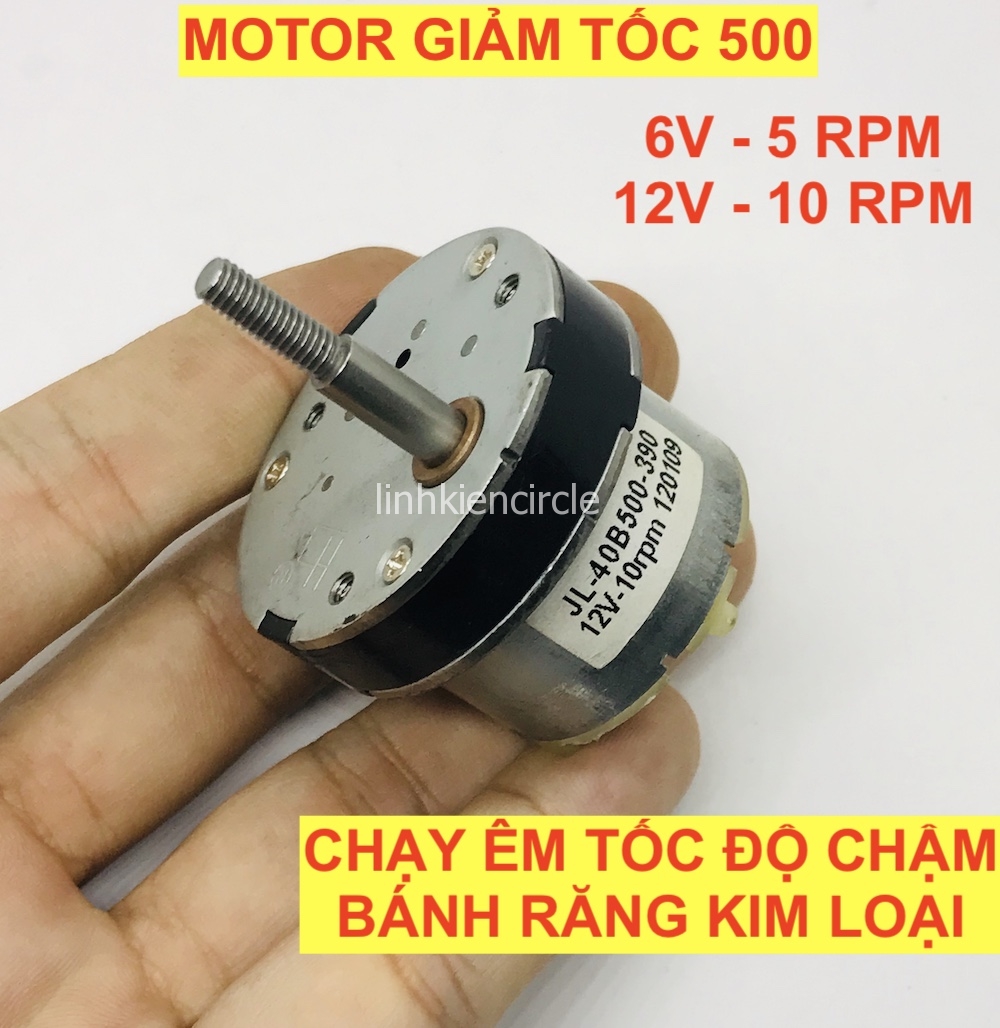 Motor mô tơ giảm tốc mini 500 bánh răng kim loại 6v - 12v tốc độ chậm 5 - 10 vòng trục ren - LK0330