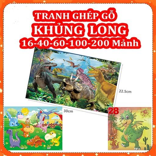 Tranh Xếp Hình Khủng Long 9 16 40 60 100 200 Mảnh Bằng Ghép Hình Xếp Hình Cho Bé HOT