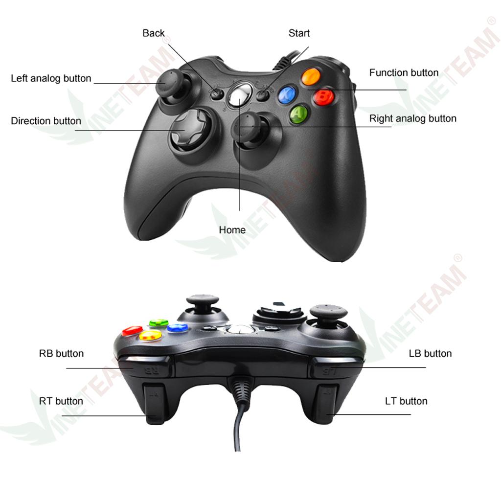 Tay Cầm Chơi Game PC VINETTEAM Xbox 360 Chuyên Dùng Cho PC laptop TVbox - Chơi F04 Full Skill - Hỗ Trợ Rung Khi Chơi Game Chơi FIFA Online 03 Rồng Đen 10 - Hàng Chính Hãng