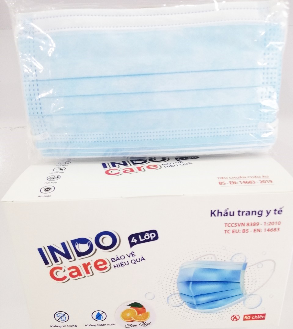 COMBO 5 HỘP KHẨU TRANG INDO CARE - Tinh Dầu Thiên Nhiên (Tặng thêm 1 hộp khẩu trang + 1 chai nước rửa tay)