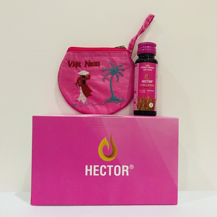 Hộp 10 chai Đông Trùng Hạ Thảo Hector Collagen tặng kèm ví duyên dáng Việt Nam