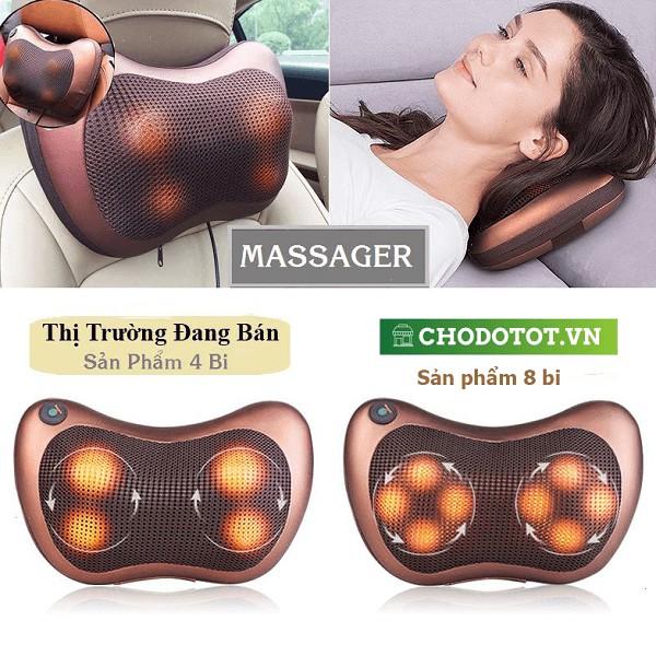 Gối mát xa hồng ngoại 8 bi