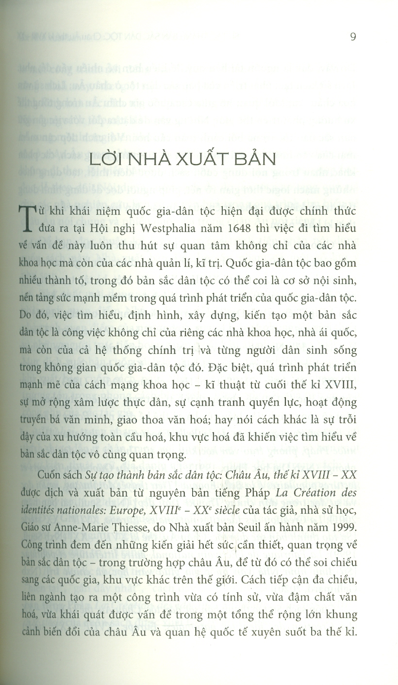 SỰ TẠO THÀNH BẢN SẮC DÂN TỘC - Châu Âu Thế Kỉ XVIII - XX - Anne-Marie Thiesse - Nguyễn Thị Hạnh, Nguyễn Hoàng Như Thanh dịch - NXB Đại học Sư phạm