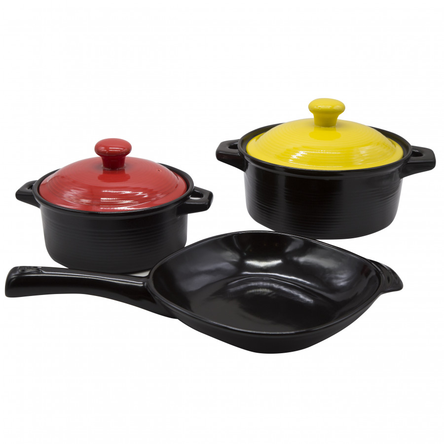 Bộ 2 nồi sứ Molise + Chảo sứ vuông phi 27cm Royalcooks