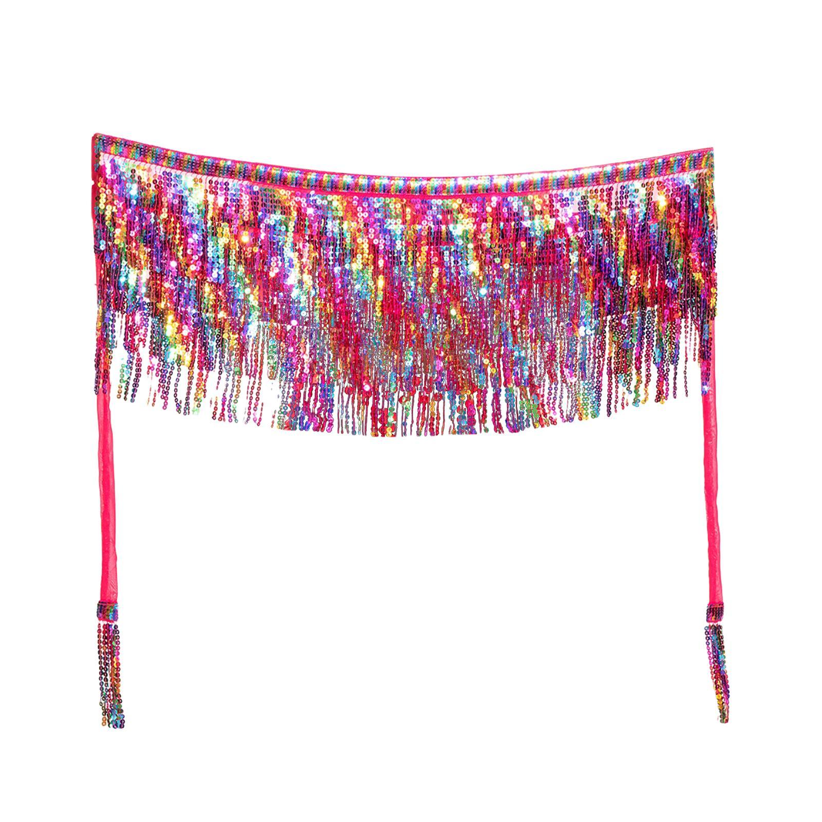 Belly Dance Hip Scarf Sequin Skirt for Beach Costume Accessories Cha Cha