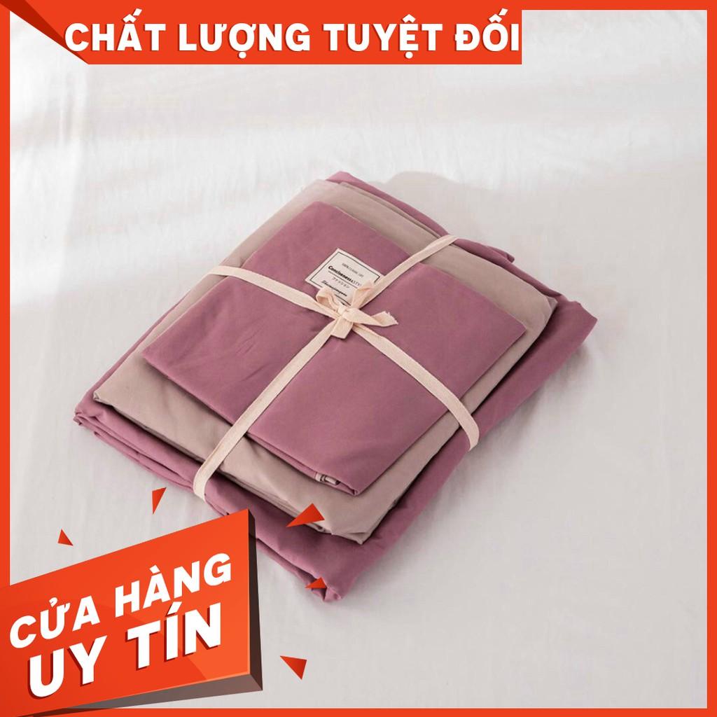 Bộ Chăn Ga Cotton TiCi Màu Hồng Đậm Phối Be Mới Nhất 2020