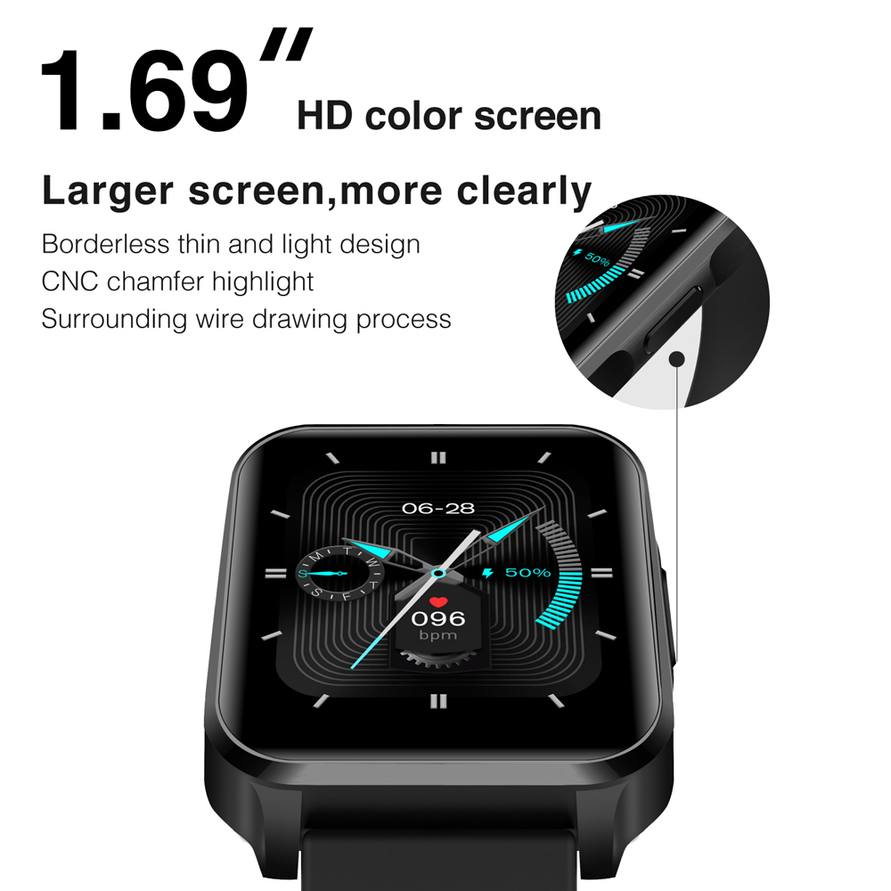 Đồng Hồ Thông Minh Đeo Tay Thể Thao Màn Hình Màu 1.69 Inch BT Theo Dõi Với 23 Môn Thể Thao Phiên Bản Toàn Cầu Lenovo S2 Pro