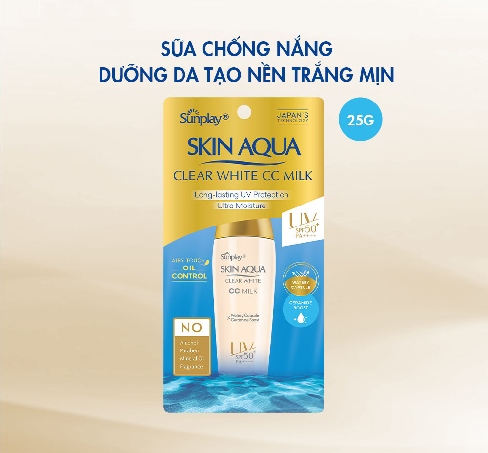 Sữa Chống Nắng Dưỡng Da & Trang Điểm Nhẹ Sunplay Skin Aqua Clear White CC Milk SPF50 25g