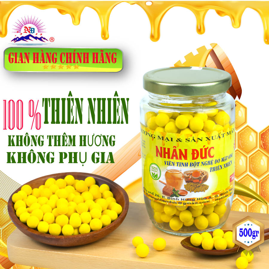 Viên Tinh Nghệ Mật Ong Rừng 500GR Giảm Đau Bao Tử Viêm Loét Dạ Dày, Làm Đẹp Da -Phụ nữ sau sinh