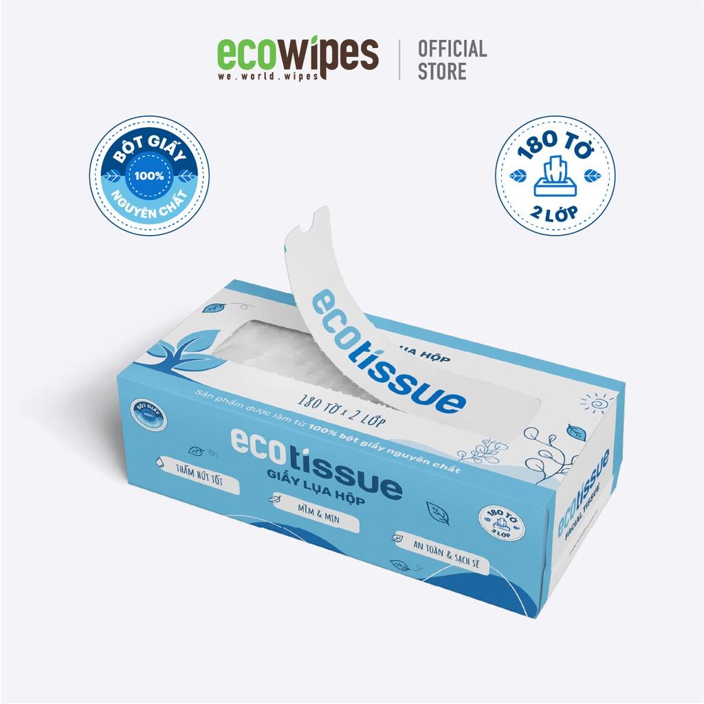 Combo 05 hộp khăn giấy khô khăn giấy lụa Ecotissue 180 tờ cao cấp siêu mềm mịn dai thấm hút tốt an toàn sạch sẽ