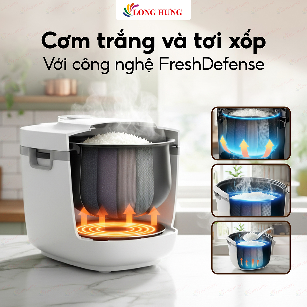 Nồi cơm điện nắp gài Philips 1.8 lít HD4719/32 - Hàng chính hãng