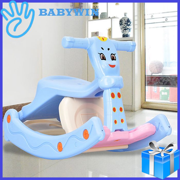 Bập bênh BABYWIN438 Bập bênh 2 trong 1 gấp lại thành ghế ăn dặm cho bé