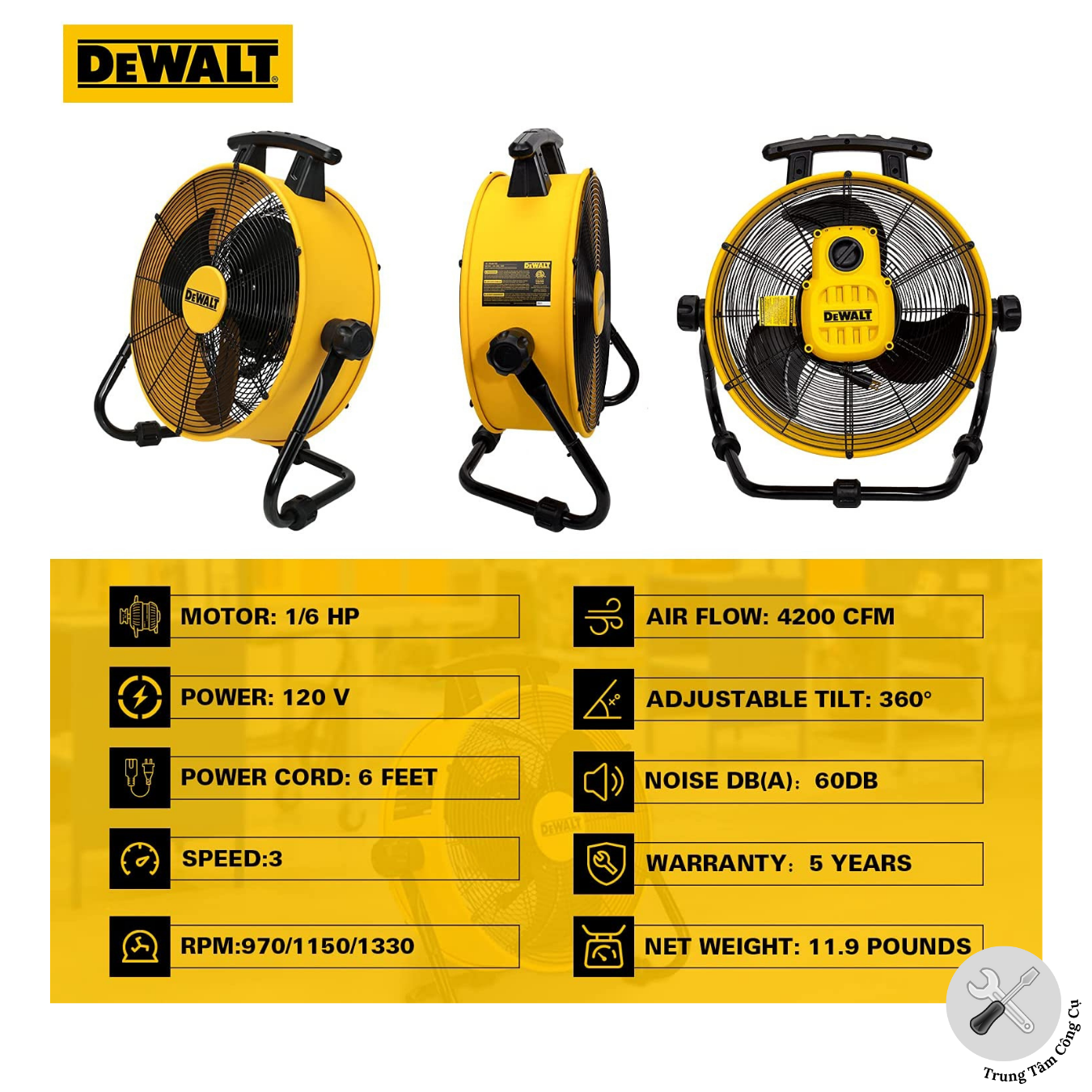 Quạt sàn công nghiệp 18inch DeWALT DXF1832 - Hàng chính hãng