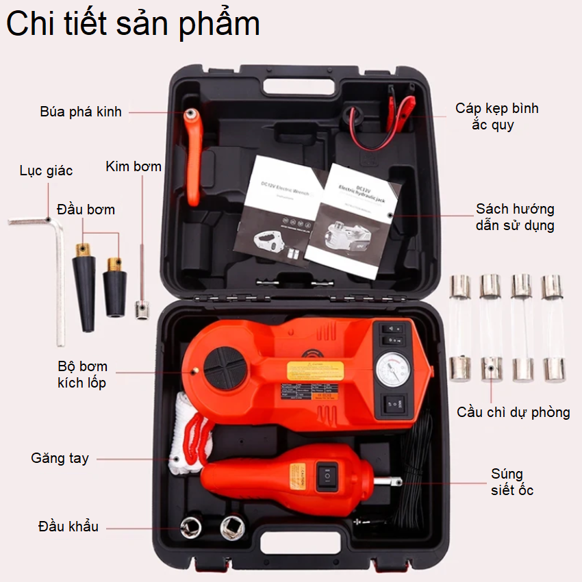 Bộ nâng kích gầm điện, kiêm máy bơm lốp và máy siết ốc ô tô đa năng 3 trong 1 ROGTZ TY-003 - Hàng chính hãng, bảo hành 24 tháng