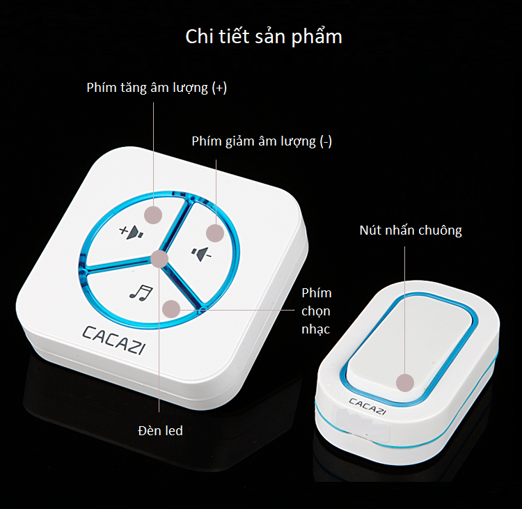 Chuông Cửa Không Dây Cacazi Katjas 9909 Chống Nước Tốt, Sang Trọng, Cao Cấp