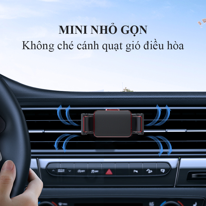 Giá Đỡ Điện Thoại Ô Tô Xe Hơi Gắn Trên Cánh Quạt Điều Hòa - Khóa Thông Minh - Xoay 360 Độ - Tiện Lợi - Hàng Chính Hãng