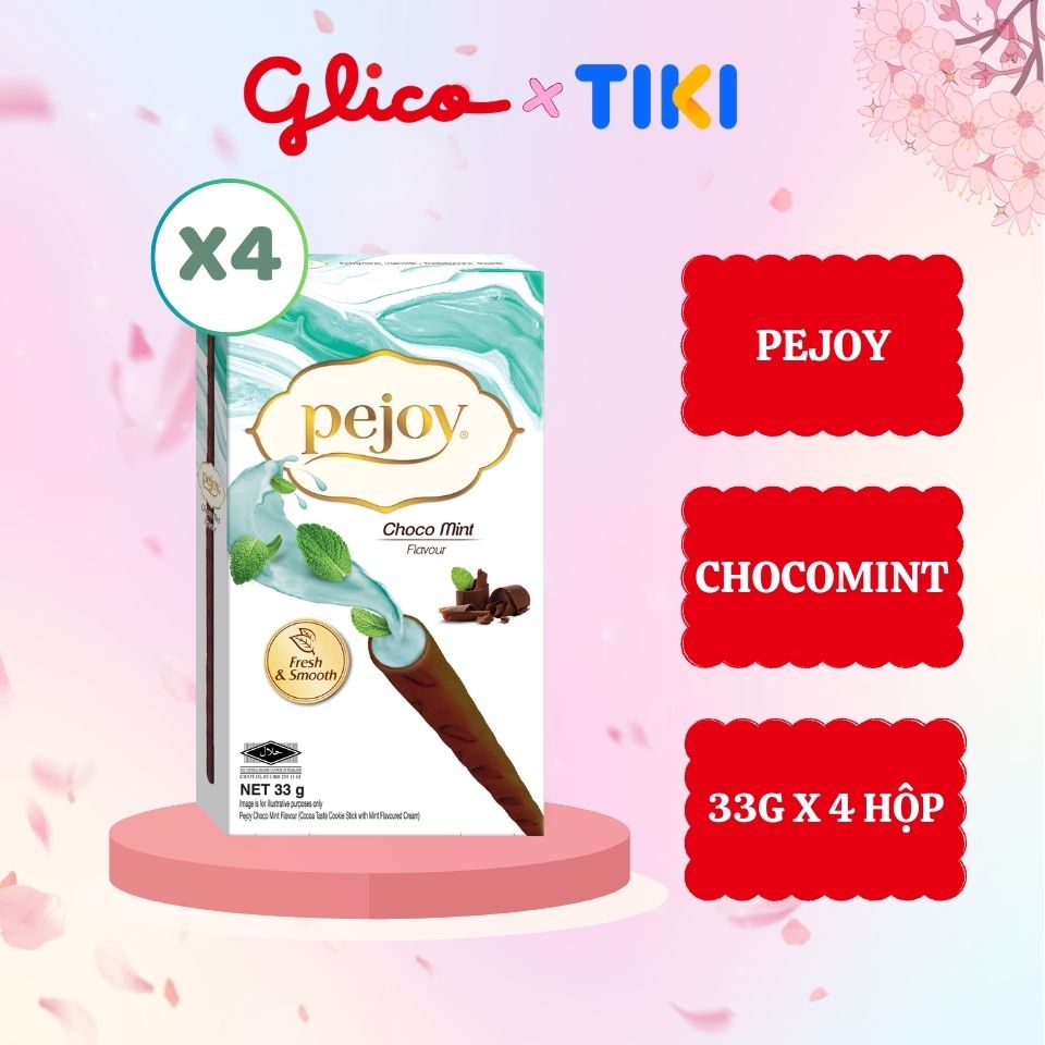 Combo 4 hộp Bánh Que Pejoy Nhân Kem Choco Mint 39G