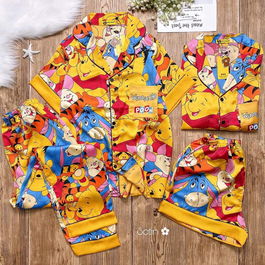 Bộ Satin Gấu Pooh Mới (40 - 60kg)