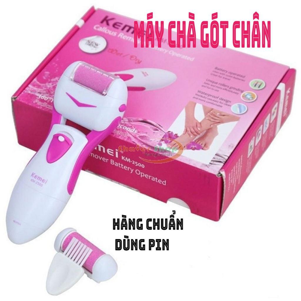 Máy mài gót chân kemei 2502X, Máy chà gót tẩy tế bào da chết cho tiệm nail sạc pin tích điện kèm 2 đầu mài dự phòng