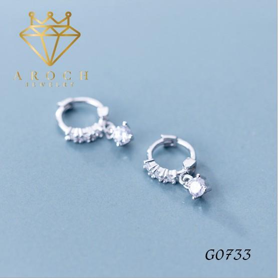 Khuyên Tai Bạc Ý Đính Đá Xinh G0733 - AROCH Jewelry