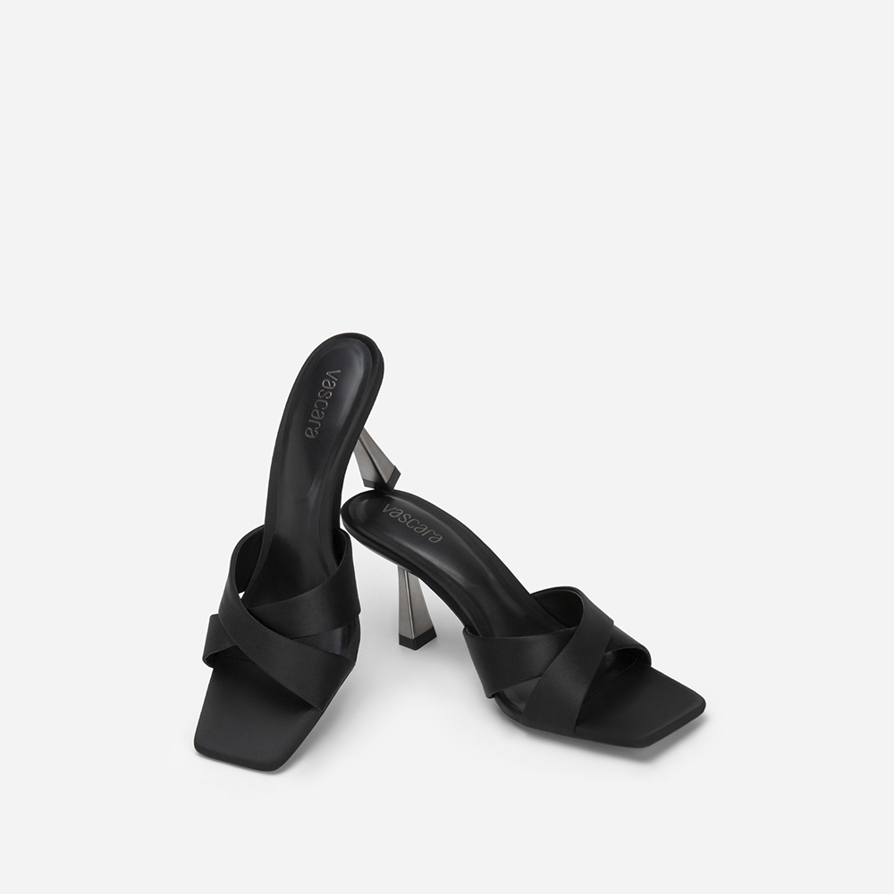 Vascara Guốc Satin Quai Đan Chéo Spool Heel - GNN 0181