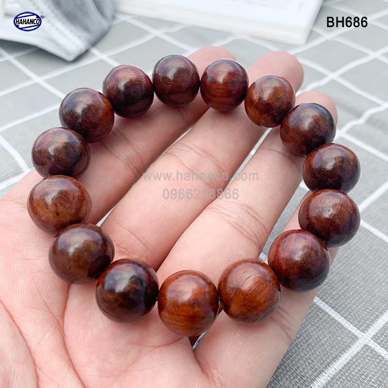 Vòng gỗ Trắc nhẵn bóng tự nhiên (Đủ size) bình an và may mắn (BH686) bền vĩnh viễn - Bracelets of HAHANCO