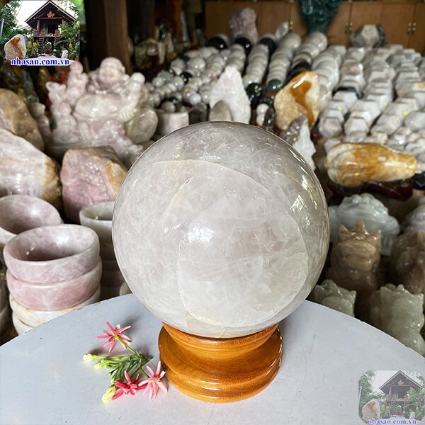 Quả cầu thạch anh hồng mang đến may mắn trong công việc và cuộc sống-17cm-6.5kg-QC1136