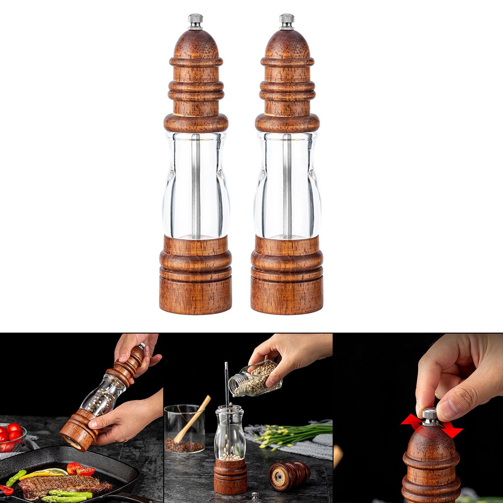 Salt and Pepper Grinder Set Refillable Salt and Pepper Shaker Mill Kit with Adjustable Coarseness Sesame Grinder Tableware Gifts 8.7 Inch Tall 2Pcs