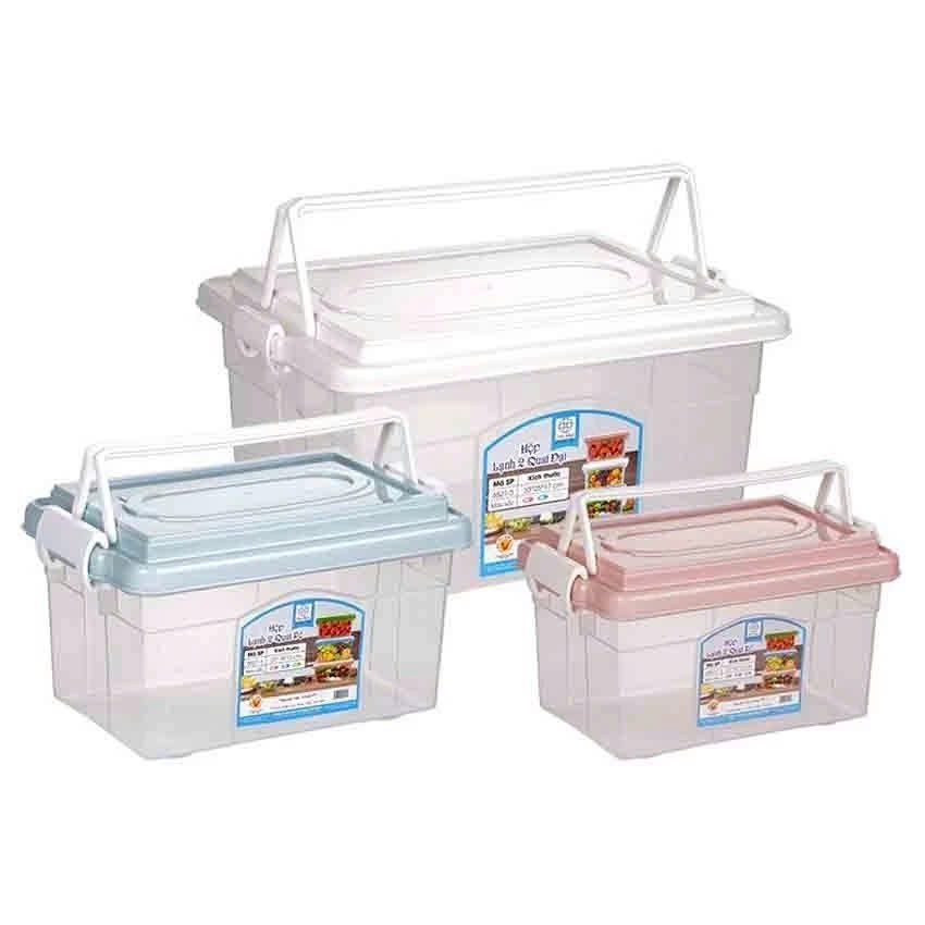 Hộp bảo quản thực phẩm có quai xách Nhựa Việt Nhật - Hộp lạnh 2 quai 3 size - Hàng chính hãng