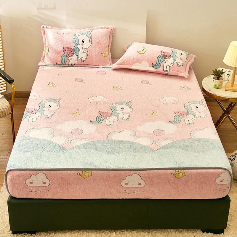 JUSTCHIC 1 Cái Bông Tuyết Nhung Hoạt Hình Giường Mùa Đông Làm Dày Ấm Người Lớn Trẻ Em Chăn Ga Gối Trang Bị Tấm Bọc Nệm Queen Size