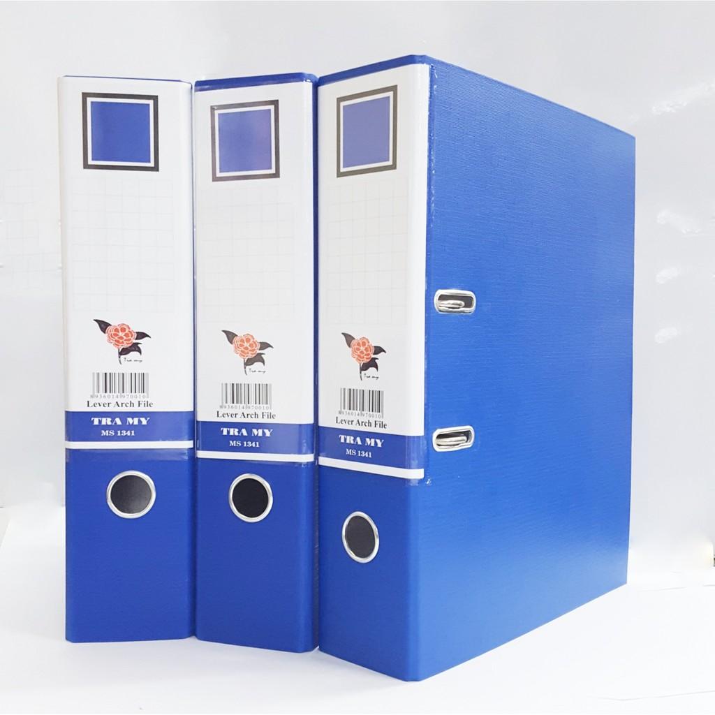 Cặp Đục Lỗ 7 cm - F4 - 1 mặt nhựa PVC vân Kẻ - Xanh Dương - Tem Rộng