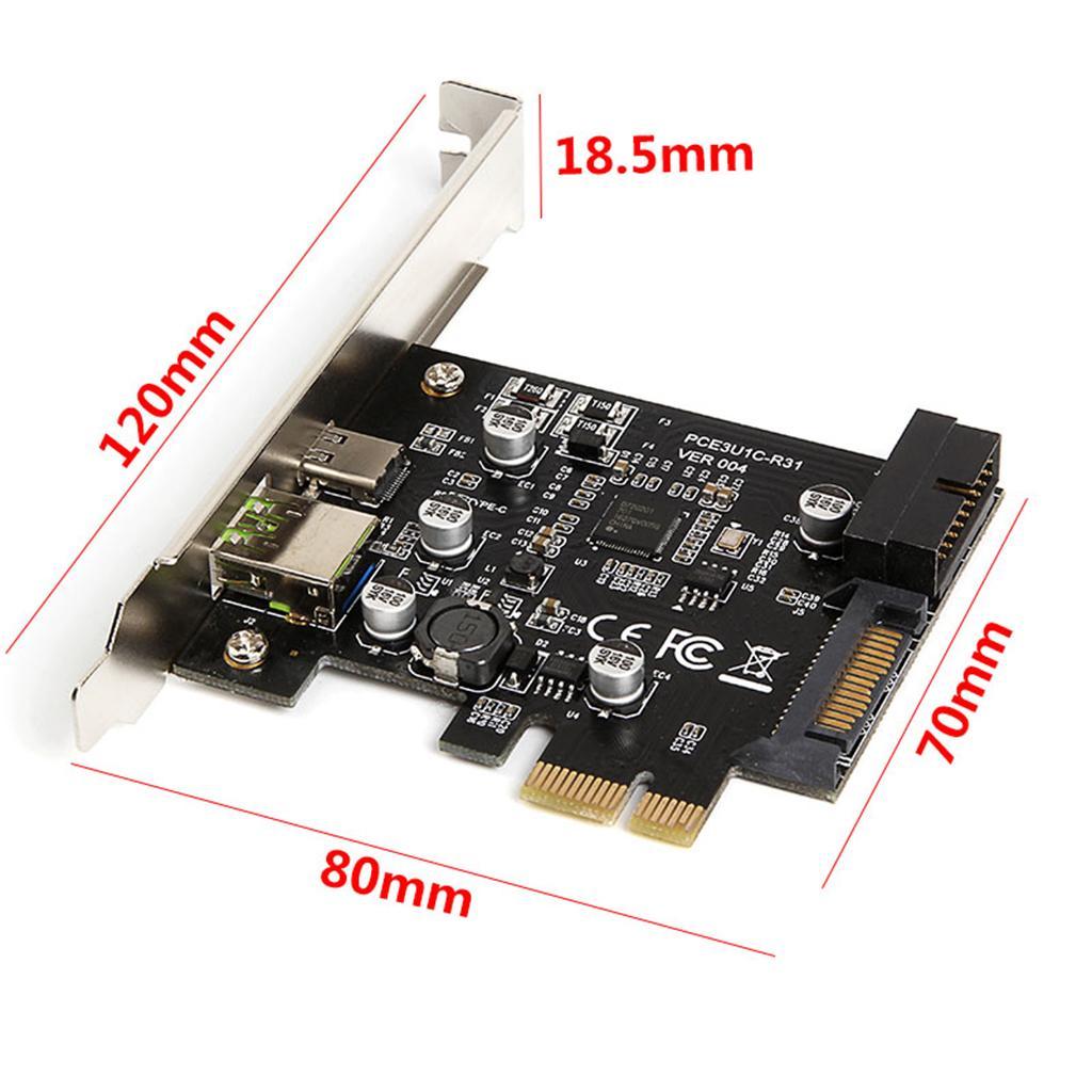 PCI-e To USB3.1 Type-C Expansion Card /  To USB 2.4A Fast Charge+19PIN
