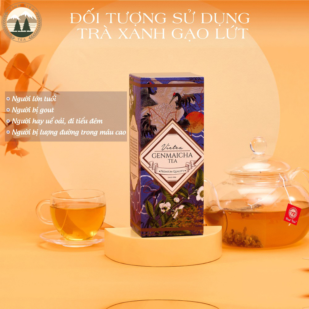 Trà Xanh Gạo Lứt Túi Tam Giác Vĩnh Tiến - Chống oxy hóa, đẹp da, giải độc gan.