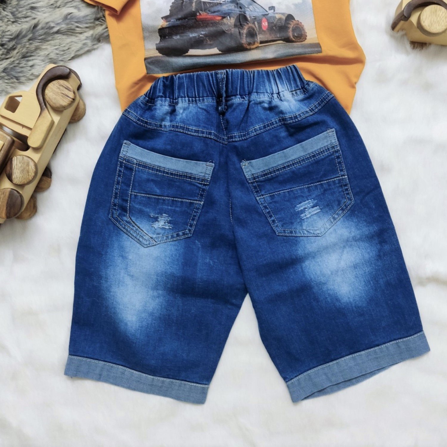 K0003518 Bộ quần jean thun co giãn áo thun cao cấp cho bé trai từ 6-12 tuổi (26-48kg)