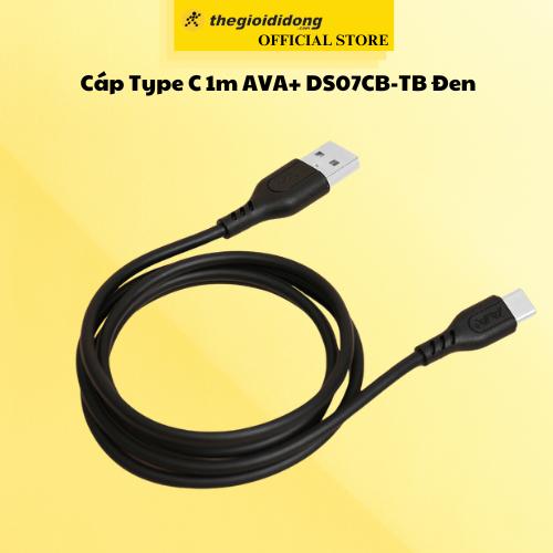 Cáp Type C 1m AVA+ DS07CB-TB Đen - Hàng Chính Hãng