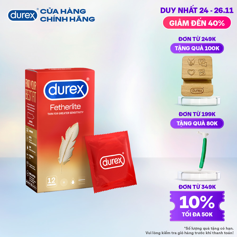 Bao cao su Durex Fetherlite Hộp 12 Bao