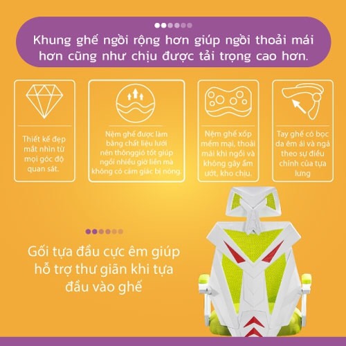 Ghế chơi game cao cấp, chân xoay ngã 135 độ dành cho game thủ có gối tựa đầu mẫu E03 Thái Lan (Hàng nhập khẩu)