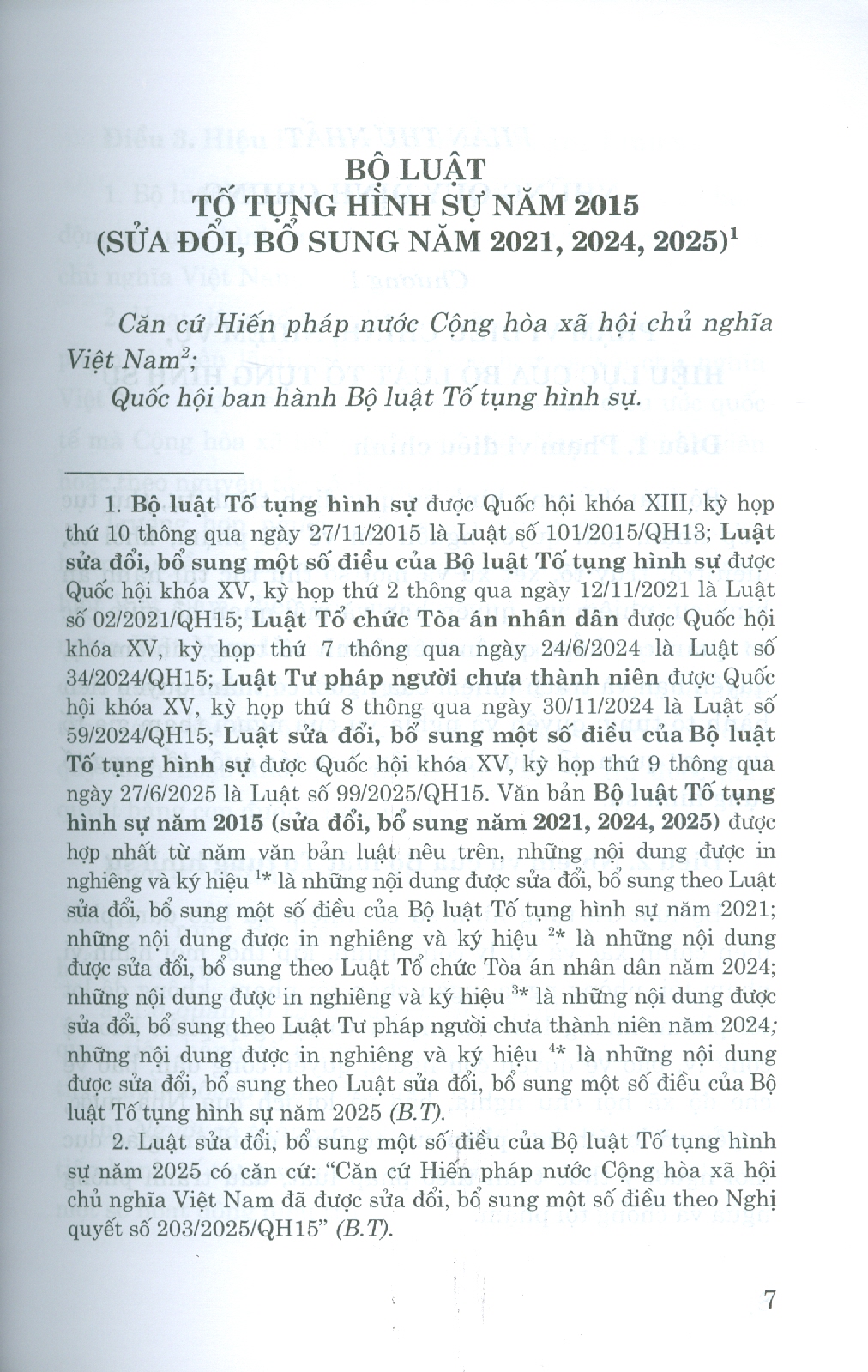 Bộ Luật Tố Tụng Hình Sự Năm 2015 ( Sửa Đổi, Bổ Sung Năm 2021, 2024, 2025 )