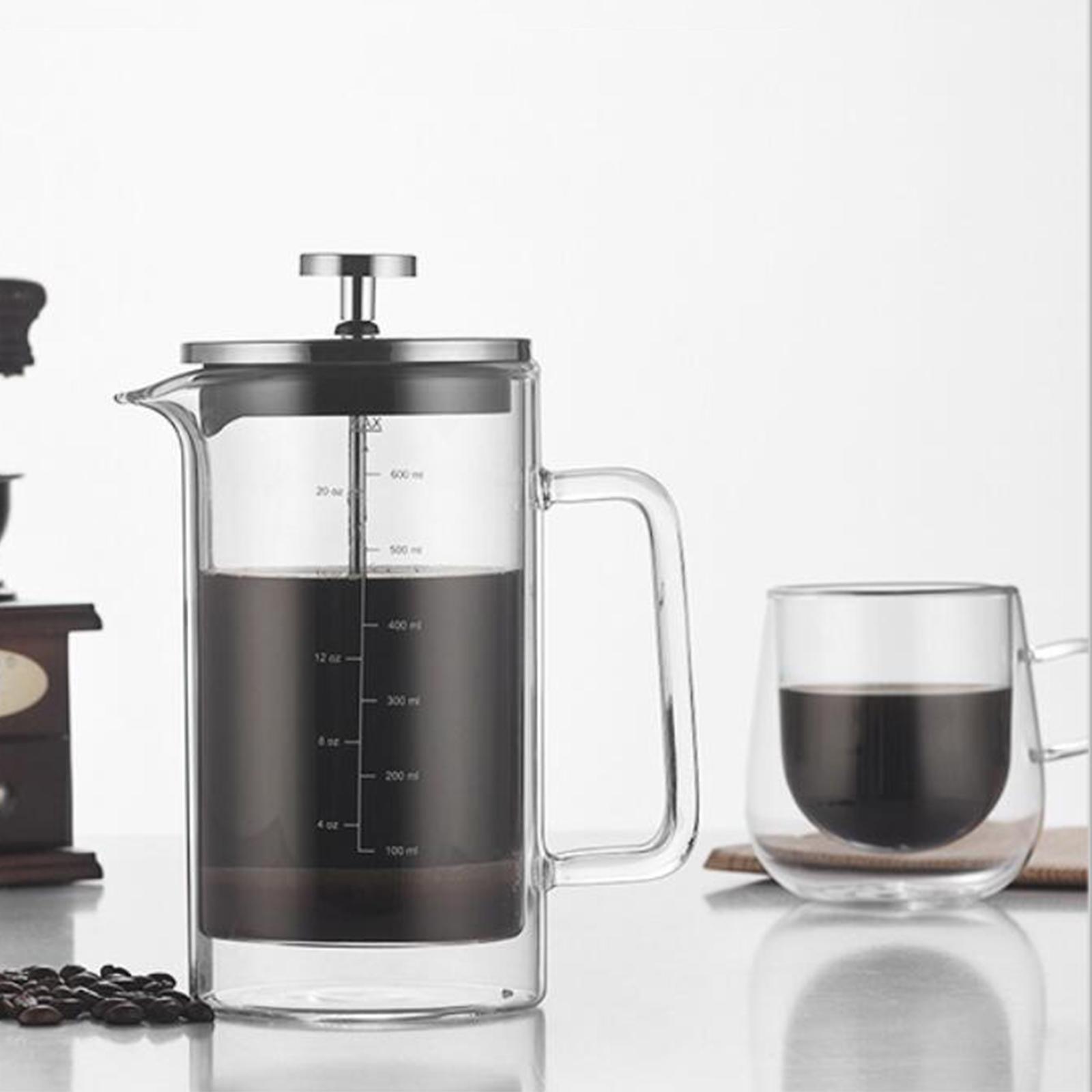 20oz Double Walled French Coffee Maker Heat Resistant Borosilicate Glass Coffee Pot with Stainless Steel Filter