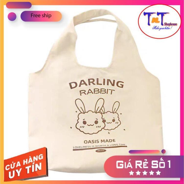 TT15 Túi tote vải Canvas đeo vai phong cách Ulzzang, vải bố form Unisex Vintage